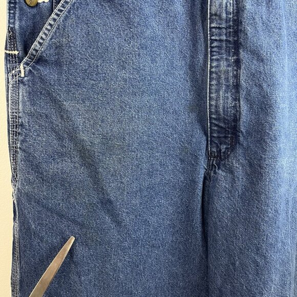 Vintage Carhartt Denim Overalls Men’s 40x32 R07 DST Jean Work Farmer Utility Bib - Picture 9 of 13